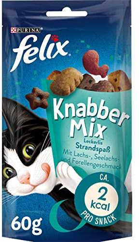 FELIX KnabberMix Strandspaß Katzensnack, Knusper-Leckerlie mit Fisch-Geschmack, 8er Pack (8 x 60g)