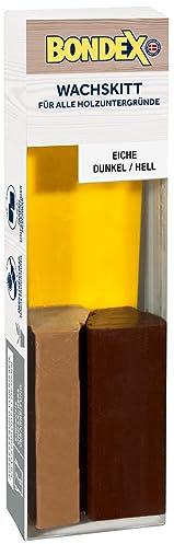 Bondex Wachskitt Eiche dunkel/hell à 7 g Block | Ausbesserung von Rissen, Kratzern oder Löchern | Einfache und saubere Verarbeitung und Anwendung | Überstreichbar nach Trocknung | Inklusive Kunststoffspachtel | Holzpaste| Holzfüllung
