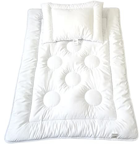 TM Maxx Baby Set Kinder Set Motiv Ringe Decke Bettdecke Steppbett und U-Kissen Öko-Tex Standard 100 Mikrofaser Weiß Faserbällchen Füllung Nachhaltiges Produkt