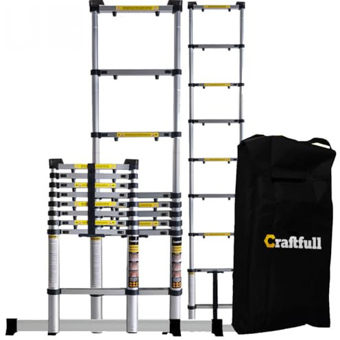 𝐂𝐑𝐀𝐅𝐓𝐅𝐔𝐋𝐋 Aluminium Teleskopleiter | 𝟑 𝐉𝐀𝐇𝐑𝐄 𝐆𝐀𝐑𝐀𝐍𝐓𝐈𝐄 - Trittleiter - Leiter ausziehbar - Stehleiter - Ausziehleiter - Alu Anlegeleiter (4.4 Meter)