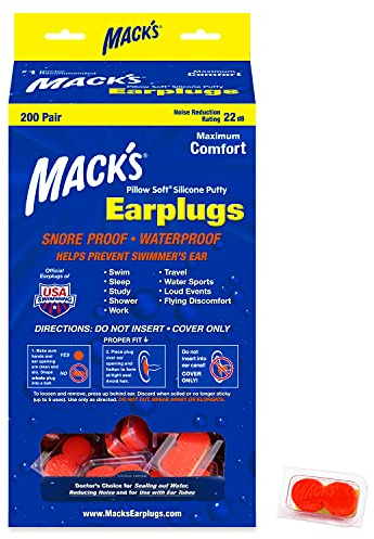 Mack's Pillow Soft Silicone Earplugs - 200 Pair Dispenser - The Original Moldable Silicone Putty Ear Plugs for Sleeping, Snoring, Swimming, Travel, Concerts and Studying