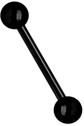 Modern Nature Piercing-Schmuck Brustpiercing oder Intimpiercing Stab Stahl PVD schwarz 1,6 x 10 mm mit Zwei 5 mm Kugeln