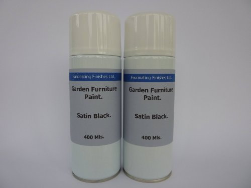 2 x 400ml Aerosols Black Satin Garden Furniture Paint. for Aluminium Metal Plastic Timber