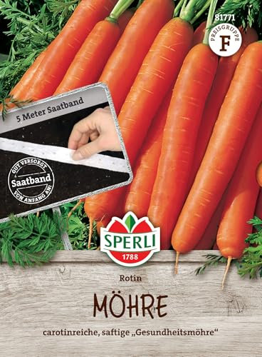 Sperli Möhrensamen Rotin, 81771 - frühe Snack-Möhre, süßlicher Geschmack - Inhalt für 8-10 lfd. Meter - Gemüsesamen, Samen Gemüse, Gemüsepflanzen