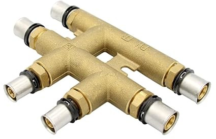 Pipetec Pressfitting Kreuzungsfreies T-Stück 20x16x20 mm TH Kontur Verbundrohr, DVGW, TH-Profil
