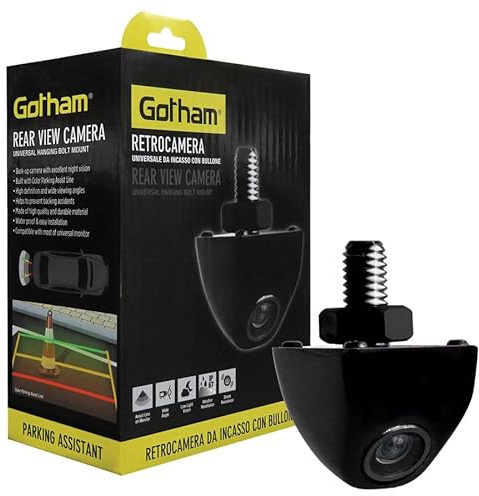 Gotham Retro camera universale Auto | Visione Notturna | LED Infrarossi | Impermeabile | Assistenza al Parcheggio | 170° | CMOS | 720x576