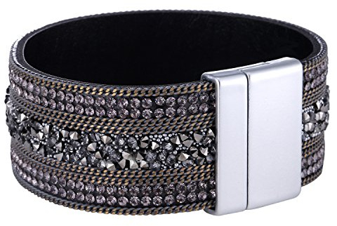Morella Damenarmband Glitzerarmband mit Zirkoniasteinen und Magnet-Verschluss
