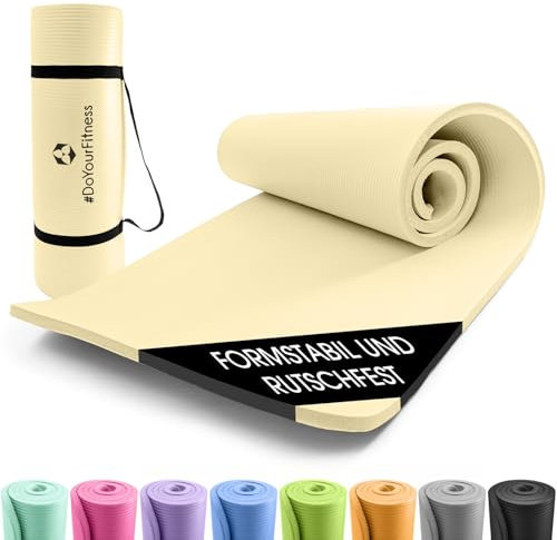 #DoYourFitness x World Fitness | Fitnessmatte Jivan | 183x61x2cm | Phthalatfrei & rutschfest | Gymnastikmatte ideal für Yoga, Pilates, Fitness, Outdoor im Studio & zu Hause | Creme
