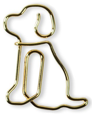 KLIPSIES Hund (Design wählbar) 15 Deko Büroklammern Motiv Heftklammern 1x15 Stück Gold