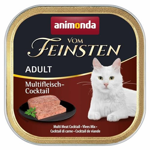 animonda Vom Feinsten Adult mit Multfleisch-Cocktail (32 x 100 g), Nassfutter für ausgewachsene Katzen, Katzenfutter ohne Getreide und Zucker, mit 100 % frischen, fleischlichen Zutaten