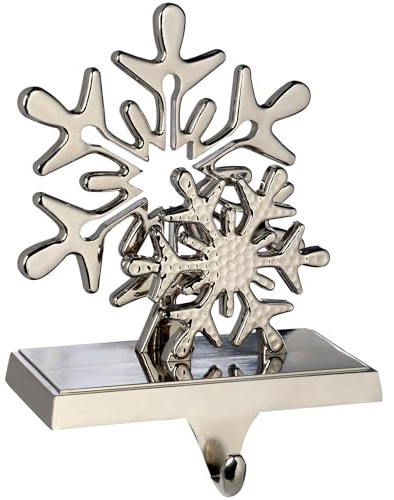WeRChristmas versilbert Schneeflocke Weihnachtsstrumpf Halter Weihnachten Dekoration, Metall, 17 cm