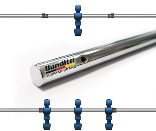 Bandito Kickerstange 16 mm Vollstahl, verchromt – Ersatzstange für alle gängigen Tischkicker mit geschraubten Spielfiguren, kompatibel mit 16 mm Lagern, Soccer 3-Loch-Stange für Profi