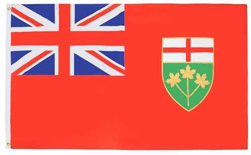 AZ FLAG Drapeau Ontario 150x90 cm De l'Ontario Polyester 100D 2 Œillets | Usage intérieur et extérieur Drapeau décoratif coutures doubles et bords renforcés avec œillets métalliques