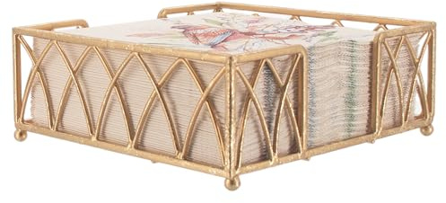 Boston International Arch Design Lunch Napkin Holder Caddy, Gold Leaf
