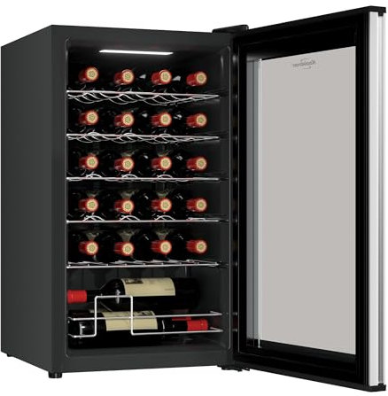 Koolatron 24 Bottle Wine Cooler Black Compressor Wine Fridge | 2.4 cu ft (68 L) Freestanding Wine Cellar | Red White & Sparkling Wine Storage | UV-Blocking Glass | Home Bar Kitchen Apartment Condo