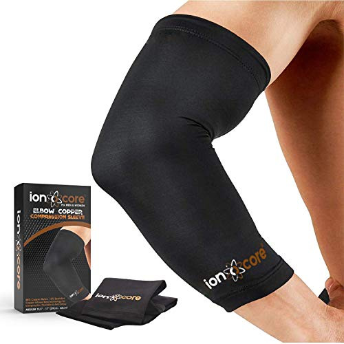 ionocore Koppararmbågsstödfodral för män och kvinnor – golfare och tennis armbågsstöd – kompressionsstöd – armbågsskydd för tyngdlyftning – tendinit och epidkondylit smärtlindring och återhämtning