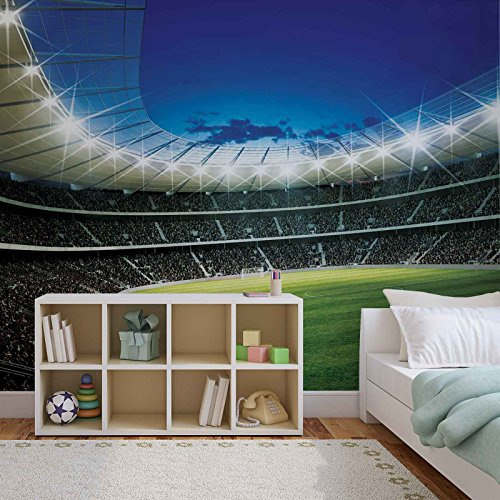 WallArena Vlies Fototapete, Fußball, 312x219cm | Fototapeten - Tapeten - für Wohnzimmer Schlafzimmer - Vliestapete Wandtapete Tapete 3D Effekt- inkl. Kleister