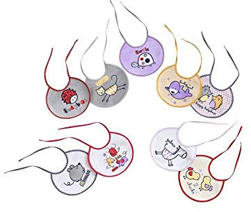 Interbaby 00129 Packung mit 12 laminierten Lätzchen 20x20 cm, weiß, 160 g