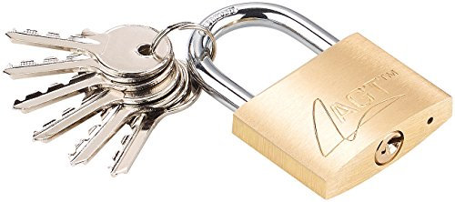 AGT Vorhangschloss: Vorhängeschloss aus Messing, 48 mm, 6 Schlüssel (Vorhängeschloss mit 6 Schlüsseln, Schloss mit 6 Schlüsseln, Zylinderschloss)