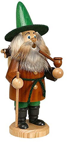 Drechselwerkstatt Uhlig Räuchermännchen Wichtel Holzsammler, braun - 22cm - Original Erzgebirge Räuchermann