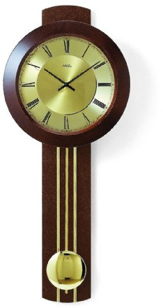 AMS 5132/1 Wanduhr mit Pendel Funk, Massivholz nussbaumfarben lackiert