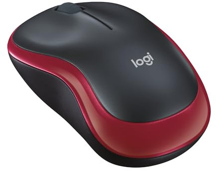 Logitech M185 RF Wireless Optical 1000DPI Ambidextrous Red – Mice (Ambidextrous, Optical, RF Wireless, 1000 dpi, 75.2 g, Red)