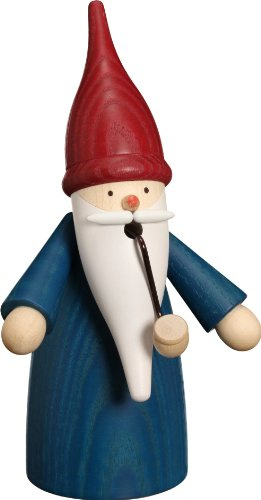 Rudolphs Schatzkiste Räuchermann Wichtel blau HxBxT = 16x8x9cm NEU Rauchmann Räucherfigur Räucherkerze Smoker Figur Holz Seiffen Erzgebirge Holz Rauchfigur Dekoration Weihnachten