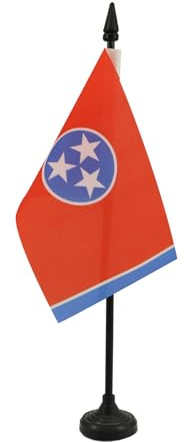 AZ FLAG Drapeau de Table Tennessee 15x10 cm Polyester 100D Socle Plastique | Usage intérieur Drapeau de bureau de l'état américain du Tennessee finition cousue et bords renforcés