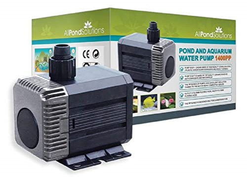 AllPondSolutions Pond Pump 1400 L/H, Fully Submersible - Garden Fish Waterfall Pump 2-4mm Solids Handling