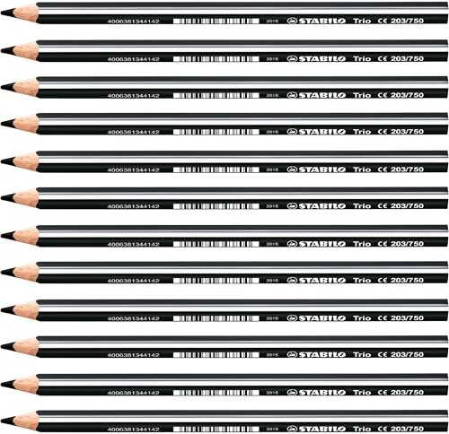 STABILO - Dreikant-Buntstift - Trio dick | 12er Pack, schwarz