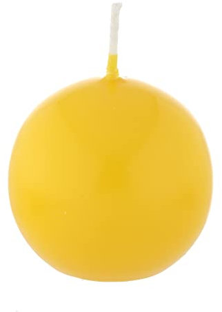 Bougie boule Jaune 8 cm, 6 bougies, Bougie ronde