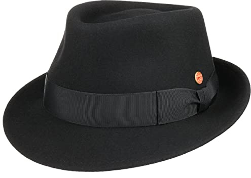 Mayser Classico Trilby Fedora Wollfilz Handmade Ripsband Made in EU Herren Sommer Winter schwarz 59 cm