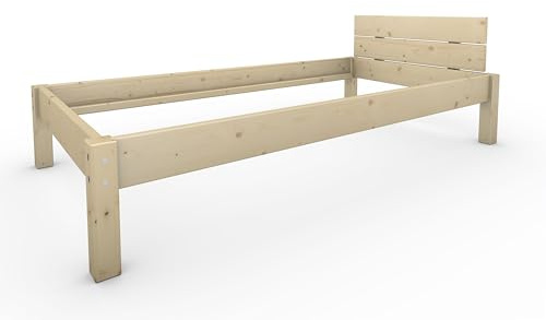 TUGA - Holztech Naturprodukt MASSIVHOLZBETT DAYBETT MASSIV Holz Bett HOLZBETT FSC 300Kg 100 x 200cm unbehandelt HÖHE 38cm
