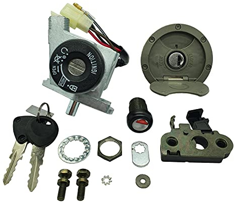 One by camamoto komplett låssats startnyckel (kod 77208220 med bensinlock och dörrtillbehör, kompatibel med Yamaha aerox/MBK Nitro 1997–2002)