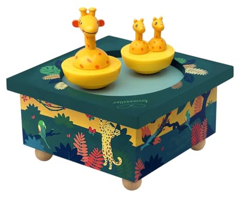 TROUSSELIER - Savane - Boîte à Musique Dancing - 2 Figurines Amovibles - Fonctionnement Simple - Musique Invitation to the Dance - Colori Vert