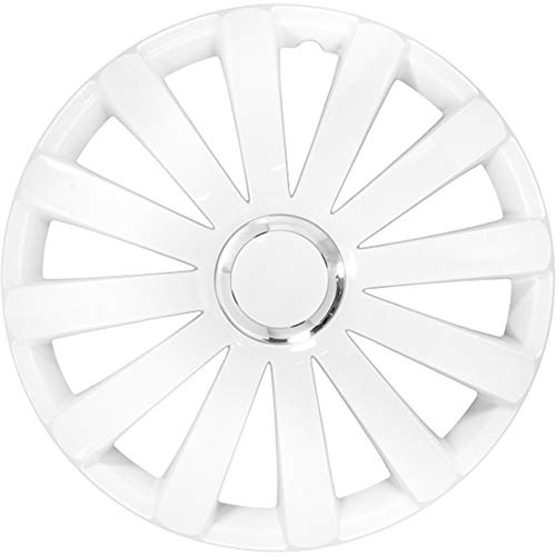 AutoStyle 4er Set Radzierblenden Spyder 13-Zoll Weiß + Chrom Ringe