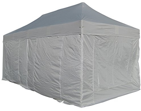 ALU Profi Faltzelt Pavillion Marktzelt Tent 4x8 Meter EXTRASTARK mit 50mm HEXAGONALFÜSSEN, 4Seitenteile mit Tasche, Transporttrolley