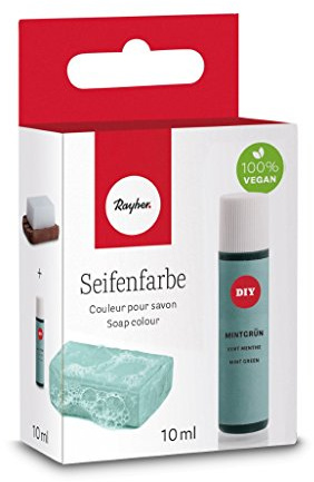 Rayher Hobby 34246408 Seifenfarbe, 10 ml, geruchsneutral, 100% vegan, schadstofffrei und ökologisch abbaubar, im wiederverschließbaren Kunststofffläschchen mit Schraubdeckel, gut dosierbar, mintgrün, 10.3 x 6 x 2.7 cm