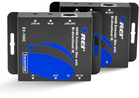 OREI HDMI Over Ethernet Extender über Cat6/Cat7 Kabel bis zu 165 Fuß 1080p, Full HD, Local Loop Out Option, mit IR Control EDID POC Funktion Transmitter und Receiver (EX-165C) | CAT6 zu HDMI Konverter, HDMI Extender - HDMI 1.3, 4.95Gbps, Dolby TrueHD, DTS-HD Master, keine Treiber erforderlich