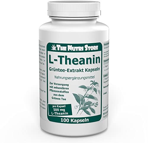 L-Theanin 500 mg pro Kapsel - 100 Stk. - Zur Versorgung mit sekundären Pflanzenstoffen aus dem Grünen Tee - 3 Monatsvorrat