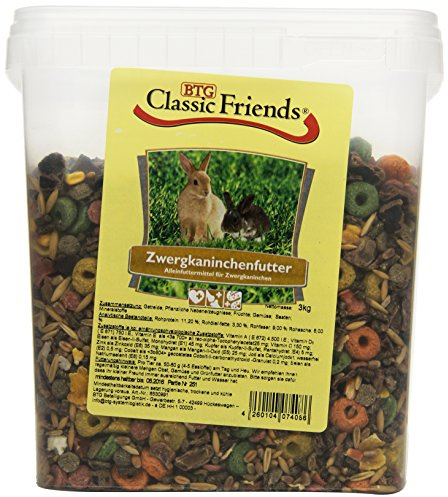 Classic Friends Zwergkaninchenfutter Eimer, 1er Pack (1 x 3 kg)