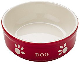 Nobby Hunde Keramiknapf Dog, rot/beige 13,5 X 13,5 X 5 cm, 1 Stück