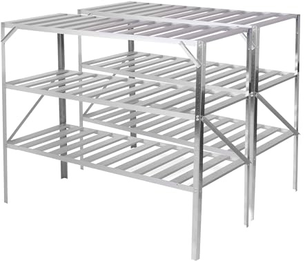 Lacewing 126cm Silver Traditional 3 Tier Shelves Greenhouse Staging Garden Storage Shelving Shed Rack