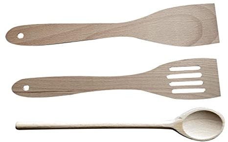 Fackelmann Septiembre 2 espátulas con 1 Cuchara de Madera, Brown