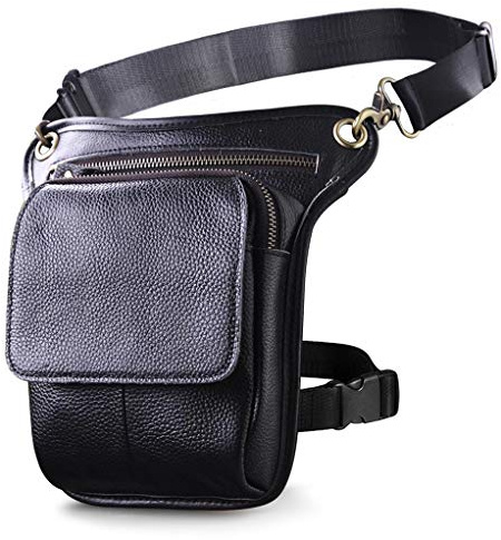 Le'aokuu - Borsa messenger da uomo, in vera pelle The Black 2 M