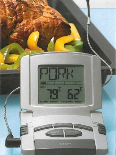 Digital Backofen-Thermometer mit Einstich Fühler Temperaturbeständig bis 250 °C, Alarm und Timer Funktion