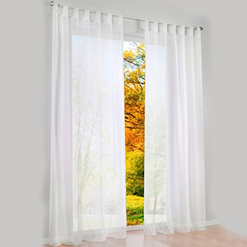 Thinkbay Handarbeit Schlaufen Gardine Schöne Vorhänge 1er-Pack Vorhang H*B 245 * 140cm Weiß