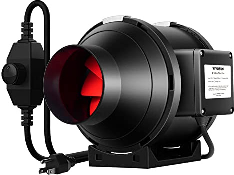 VIVOSUN Rohrventilator 100mm, 323m³/h EC-Motor leiser Rohrlüfter, Abluftventilator mit Geschwindigkeitsregler, R4 Rohrventilator für Growbox, Growzelt und Gewächshaus Hydrokultur