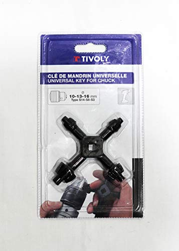 TIVOLY XT60692000257 - Llave de portabrocas universal con capadidad de 10-13-16 mm tipo S3-S8-S14