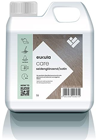 eukula care seidenglänzend 1 L | Parkett Pflege & Auffrischung versiegelter Holzböden, PVC, Linoleum | schützt vor Abrieb | Parkettpflege | Dispersionspflegemittel